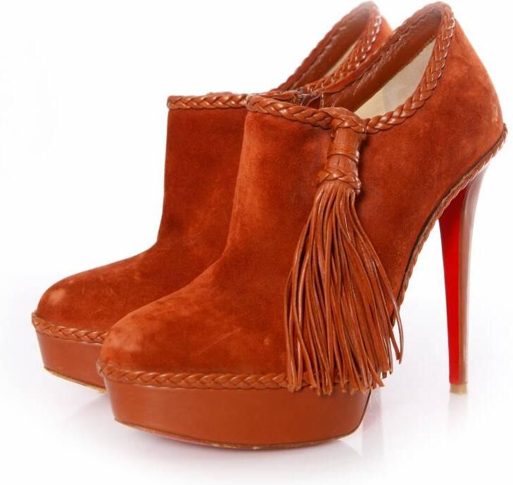 Christian Louboutin Pre-owned Bruin leren suède platform laarzen