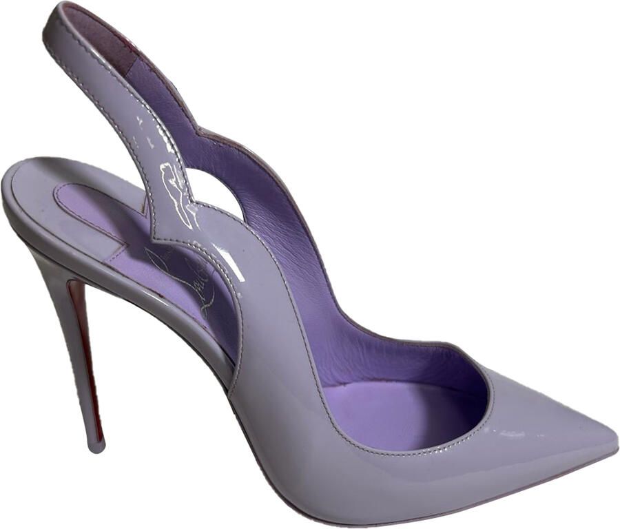 Christian Louboutin Pre-owned Christian Louboutin Hot Chick 100 Slingback Pumps in Paars Glanzend Leder