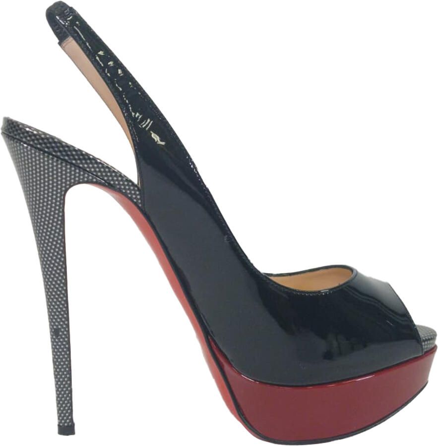 Christian Louboutin Pre-owned Christian Louboutin Lady Peep Sling 150 pumps in zwart lakleer