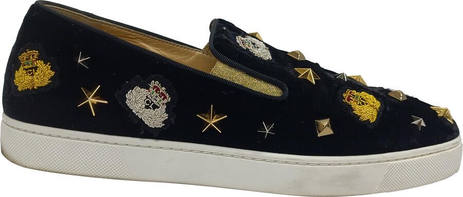 Christian Louboutin Pre-owned Christian Louboutin Miss Academy Slip-On Sneakers in Zwart Velours