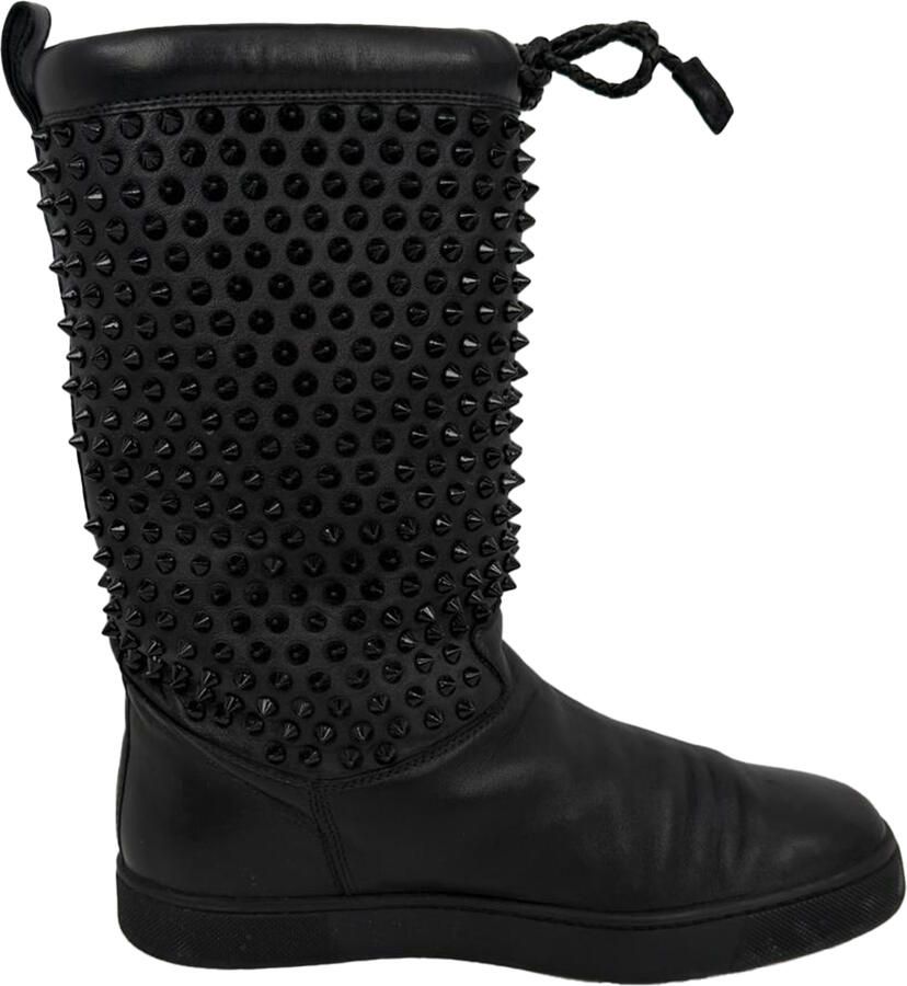 Christian Louboutin Pre-owned Christian Louboutin Surlapony Gespikkelde Mid Calf Boots in Zwart Leer