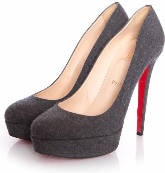 Christian Louboutin Pre-owned Grijze 'bianca 140' Wol Platform Hakken.