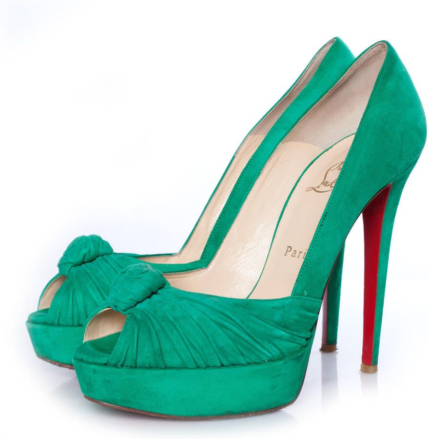 Christian Louboutin Pre-owned Muntgroene suède Greissimo pumps.