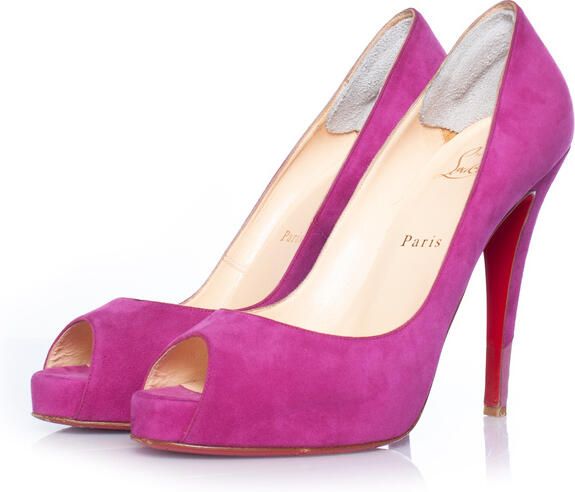 Christian Louboutin Pre-owned Roze suède open teen plateaupomp