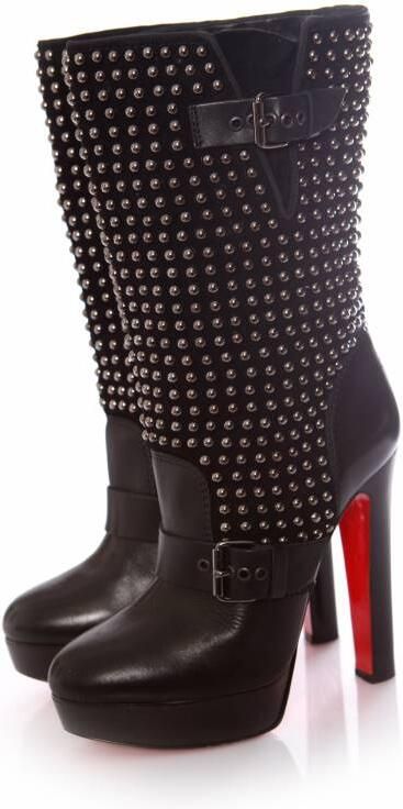 Christian Louboutin Pre-owned Zwarte leren platformlaarzen