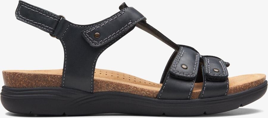 Clarks April Cove Zwarte Leren Sandalen