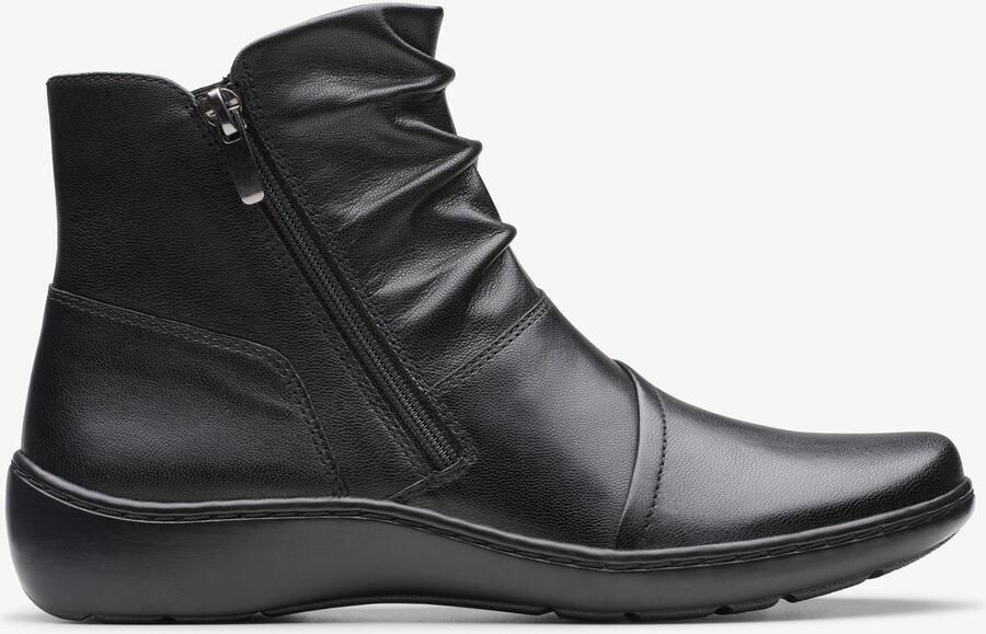 Clarks Cora Pace Black Leather Laarzen