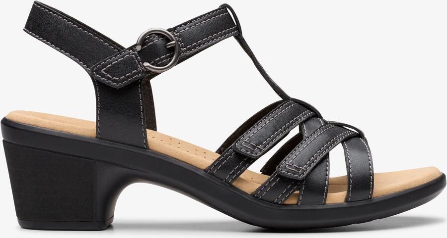 Clarks Emily2 Roze Zwarte Leren Sandalen