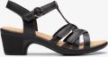 Clarks Emily2 Roze Zwarte Leren Sandalen - Zwart