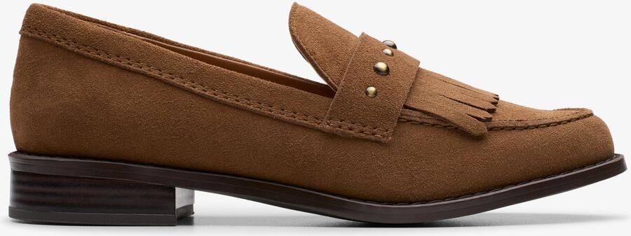 Clarks Hana Loafer Walnut Suede Schoenen