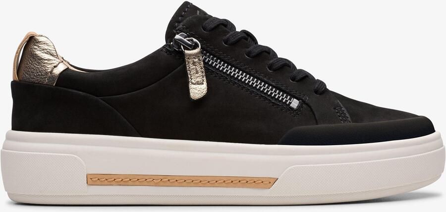 Clarks Hollyhock Zip Black Nubuck Sneakers