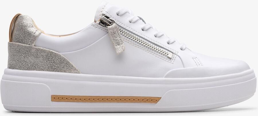 Clarks Hollyhock Zip Silver Combi Lea Sneakers