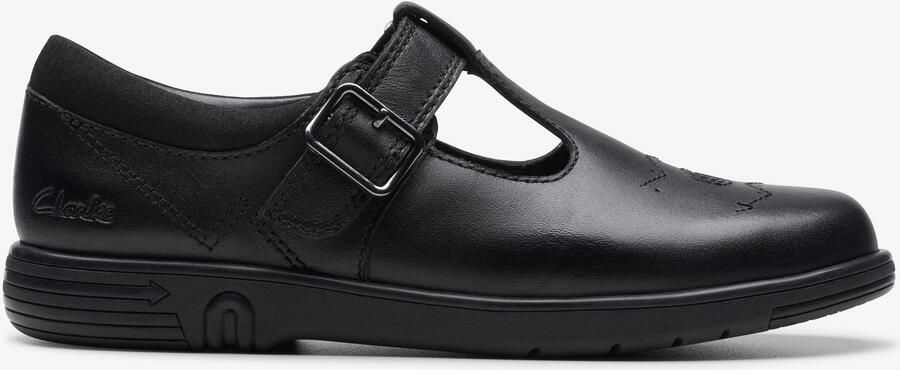Clarks Jazzy Tap K. Zwarte Leren Schoenen