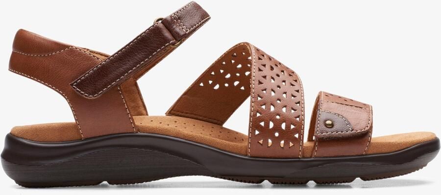 Clarks Kitly Way Tan Leer Sandalen
