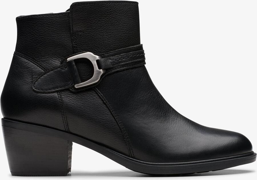 Clarks Neva Gespen Zwarte Leren Laarzen