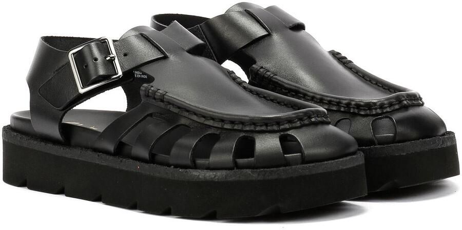 Clarks Originals Meadow Buckle Dames Zwart Leren Sandalen