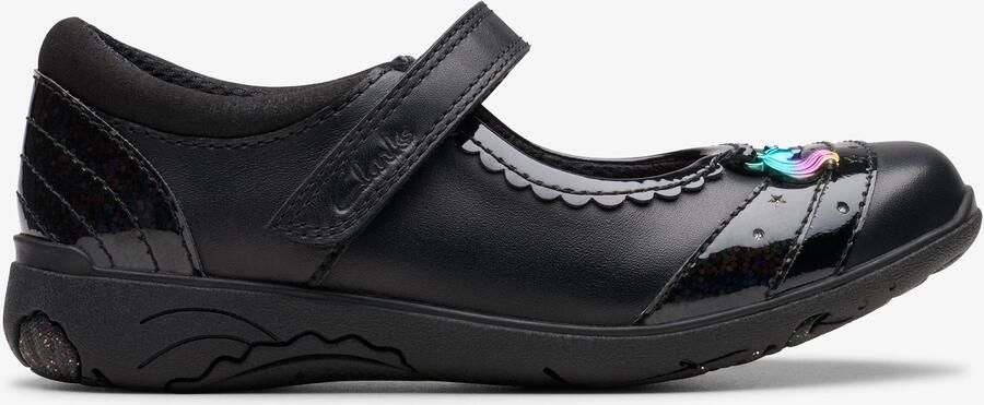 Clarks Relda Spark Kinderen Zwarte Leren Schoenen