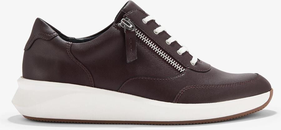 Clarks Un Rio Zip Bordeaux Leren Sneakers