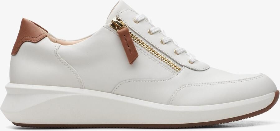 Clarks Un Rio Zip Witte Leren Sneakers