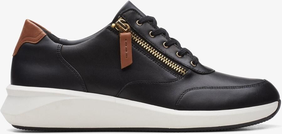 Clarks Un Rio Zip Zwarte Leren Sneakers