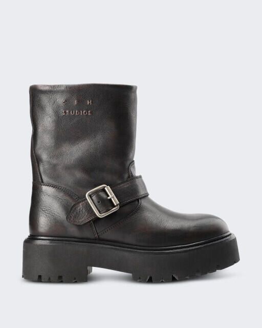 Copenhagen Dames gegraineerd leren schoen met teddy detail