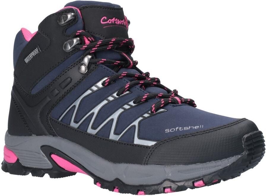 Cotswold Abbeydale Mid Dames Wandelschoenen Van Rubber In Marineblauw Zwart Fuchsia