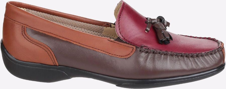 Cotswold Biddlestone Leren Dames Loafers In Kastanjebruin Tan Wijnrood