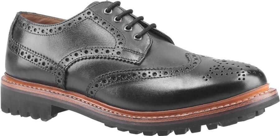 Cotswold Heren Quenington Commando Lace Up Dress Leather Shoe (Zwart)