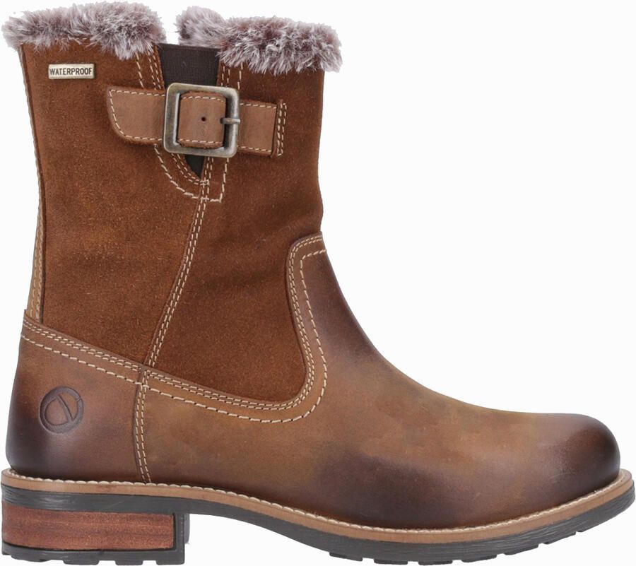 Cotswold Kemerton Leren Dames Tan Winter Middelhoge Laarzen