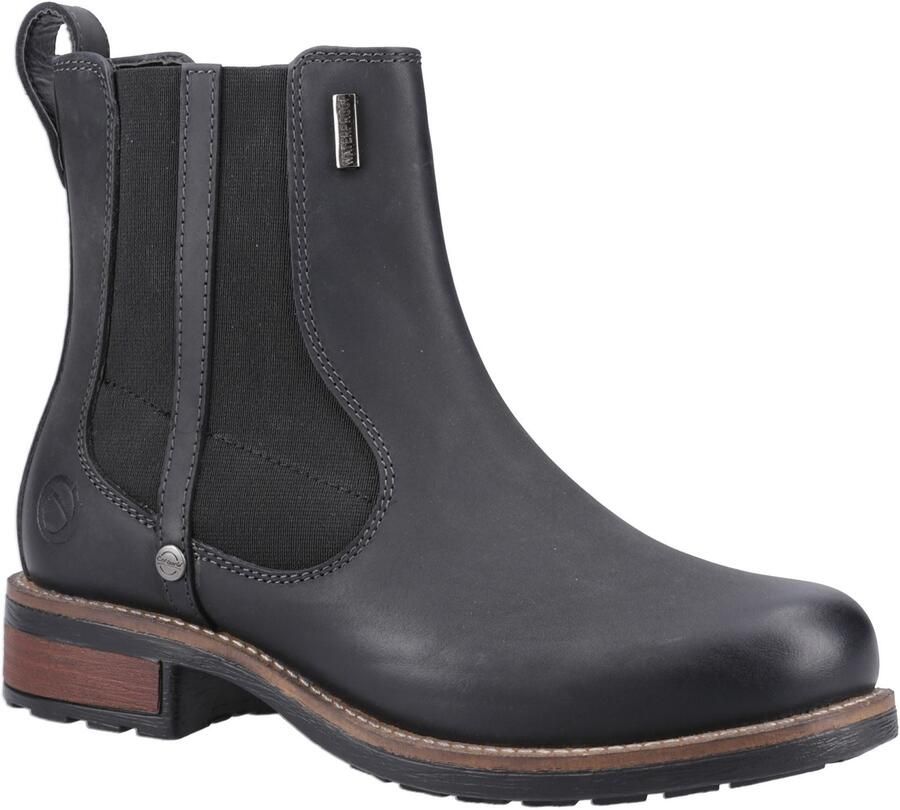 Cotswold Notgrove Leren Dames Zwarte Platte Chelsea Laarzen
