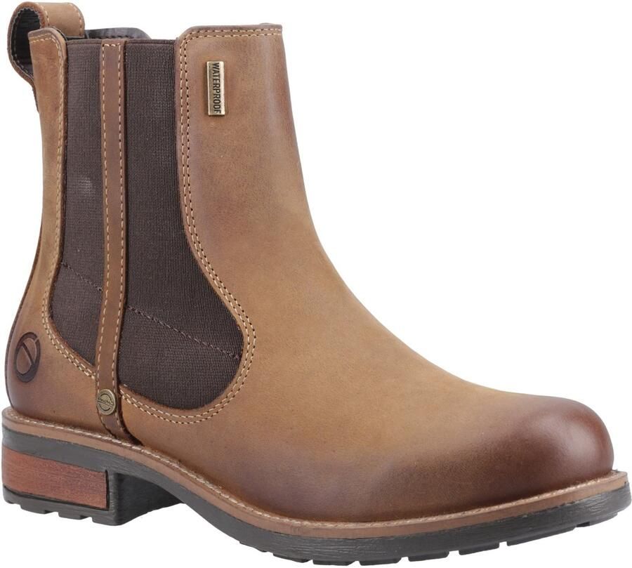 Cotswold Notgrove Leren Damesschoenen Bruine Platte Chelsea Laarzen