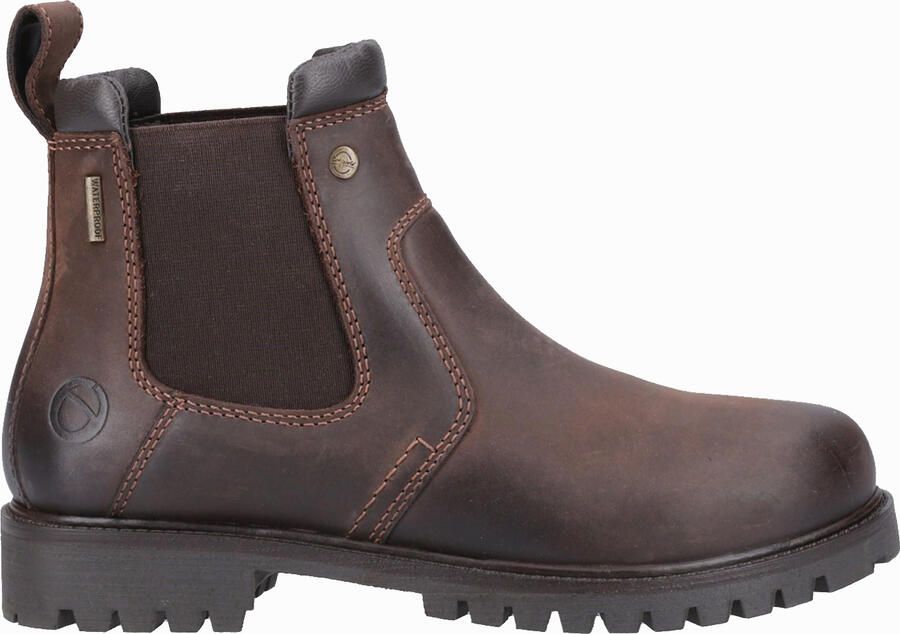 Cotswold Pamington Leren Damesschoenen Bruine Platte Chelsea Laarzen