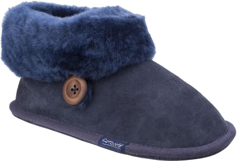 Cotswold Wotton Dames Pantoffels Van Donkerblauw Leer
