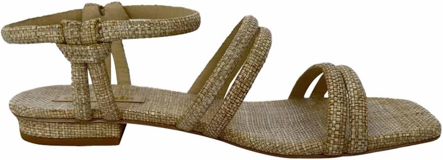 Cult Gaia platte sandalen met enkelbandje in beige raffia