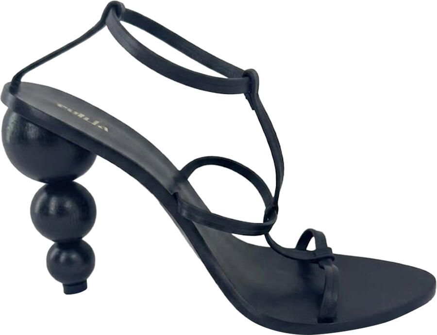 Cult Gaia stilettohakken met bolvormige hak in zwart leer