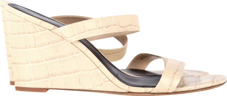 Diane Von Furstenberg Pre-owned Diane Von Furstenberg Vivienne Wedge Sandalen met Krokodillenprint in Beige Leer