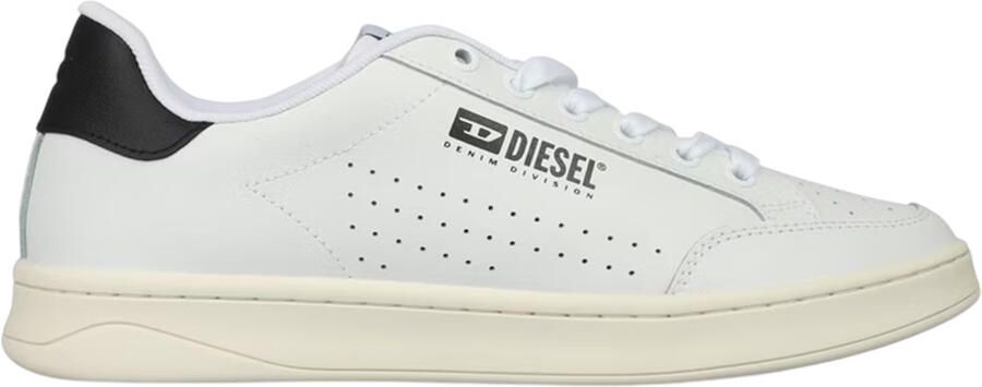 Diesel Heren S Athene leren platte sportschoenen (Wit Zwart)