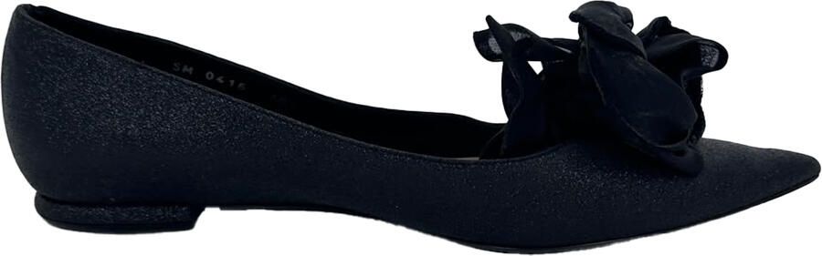 Dior Pre-owned Dior ballerina's met spitse neuzen en rozenversiering in zwart glitter.