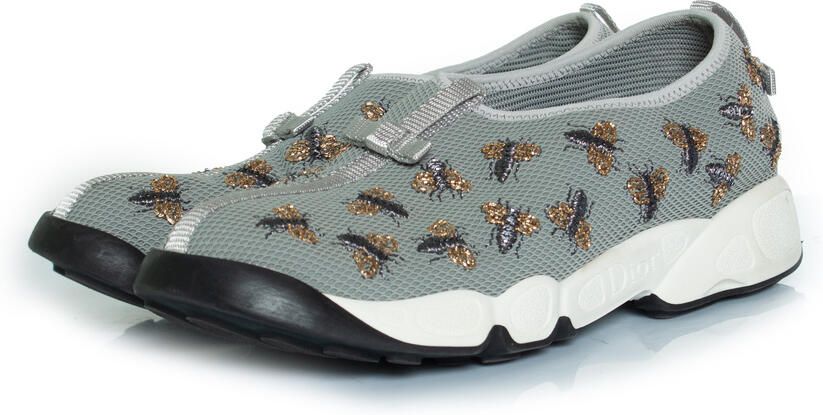 Dior Pre-owned Dior grijze mesh fusion sneakers met bijenmotief
