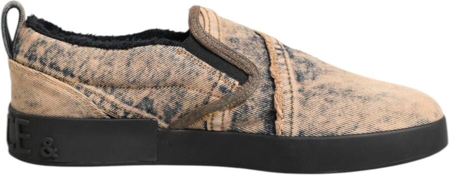 Dolce & Gabbana Beige Katoenen Lage Instap Sneakers Schoenen