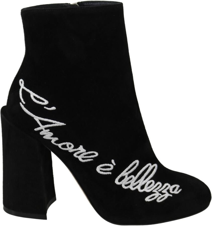 Dolce & Gabbana Black Suede L'Amore E'Bellezza Laars Schoenen