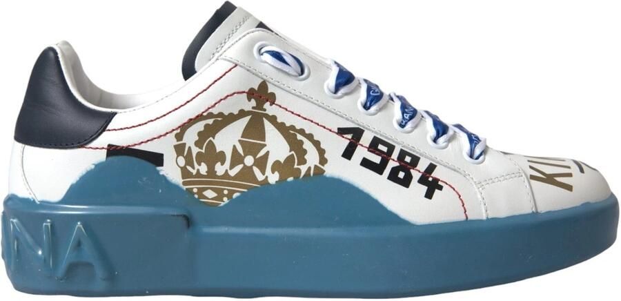 Dolce & Gabbana Blauw Witte Gedrukte Portofino Melt Sneakers