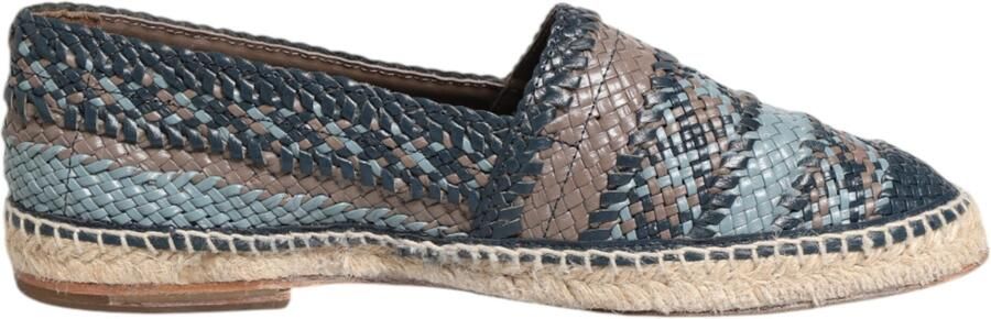 Dolce & Gabbana Blauwe Grijze Geweven Leren Buffel Espadrilleschoenen