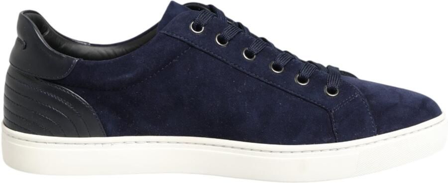 Dolce & Gabbana Blauwe Leren Suède Lage Sneakers Schoenen