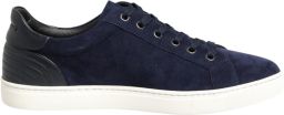 Dolce & Gabbana Blauwe Leren Suède Lage Sneakers Schoenen