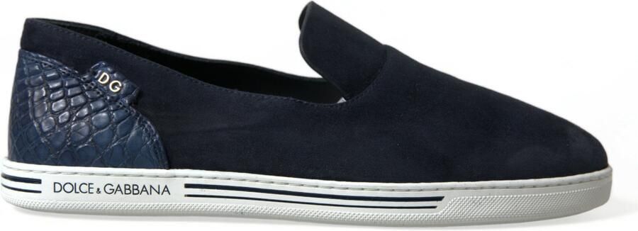 Dolce & Gabbana Blauwe Suède Caiman Instappers Saint Tropez Schoenen