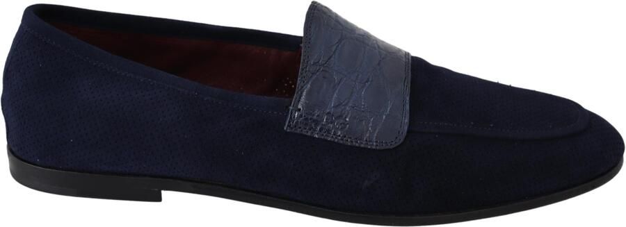 Dolce & Gabbana Blauwe Suède Caiman Loafers Slippers Schoenen