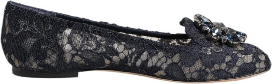 Dolce & Gabbana Blauwe Taormina Kant Kristallen Ballerina's
