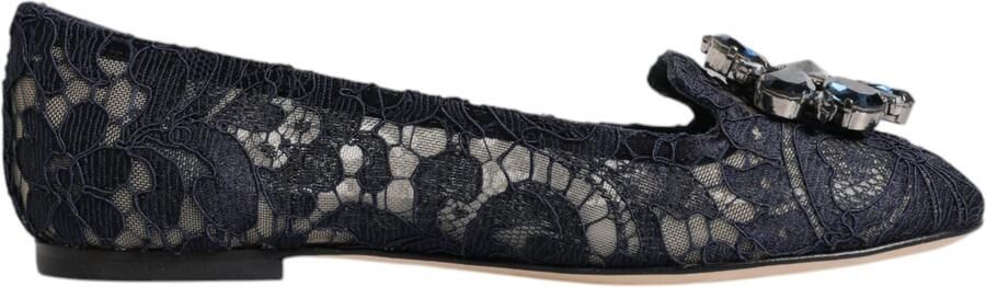 Dolce & Gabbana Blauwe Taormina Kanten Kristallen Ballerina's