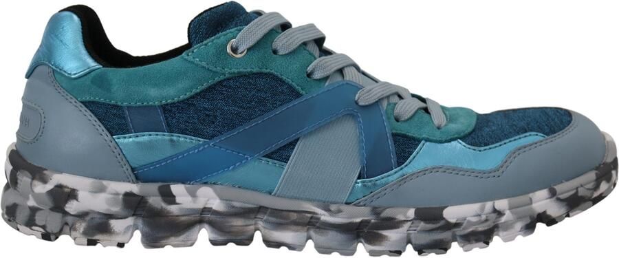 Dolce & Gabbana Blauwgriijze Leren Sport Lage Sneakers